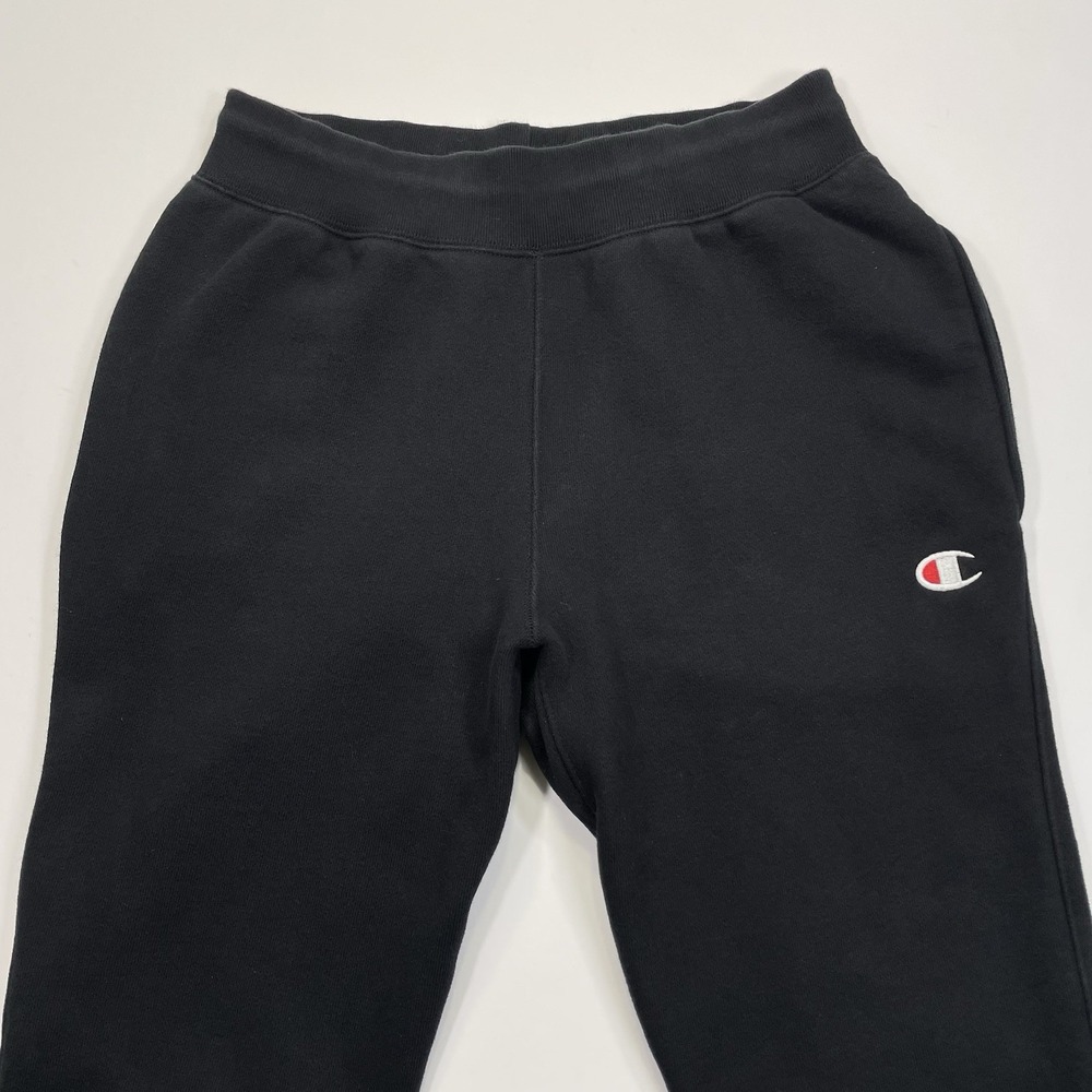 VTG Champion Reverse Weave Joggers Mens Medium Black Fleece Sweatpants Y2K 90s